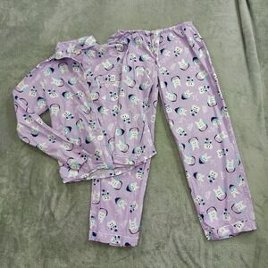 Paul Frank Pajama‎ Set Tooth Dentist Womens Med  Christmas Sleepwear PJs Purple